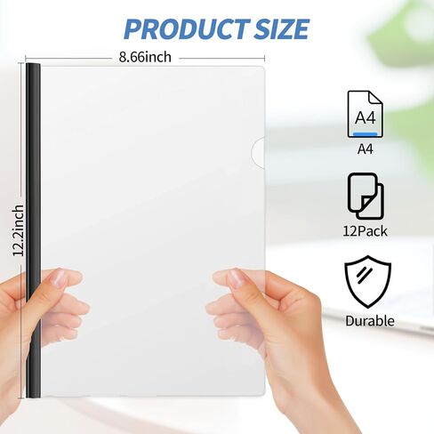 Report Covers - 12 Set Clear Report Covers with Sliding Bar, Report Folders with Clear Cover for A4 and Letter Size Paper, Presentation Folders for School, Office & Home Use in Kuwait