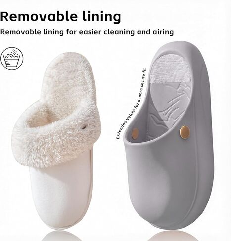 شباشب نسائية مقاومة للماء للاستخدام في الهواء الطلق، قباقيب حديقة شتوية مبطنة بالصوف غير قابلة للانزلاق، أحذية منزلية مريحة ودافئة للاستخدام في الأماكن المغلقة والمفتوحة in Kuwait