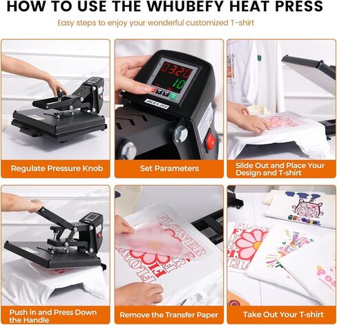 Whubefy Upgraded Heat Press 15x15 Slide Out, Industrial-Quality Digital Sublimation Heat Transfer Machine w/5 DTF Transfer Sheets, Clamshell Heat Press Machine for T-Shirts, Bags, Mouse Pads & More in Saudi Arabia