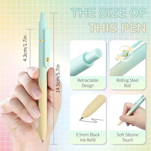 Gel Pens, 10 Pcs Medium Point Smooth Writing Pens Cute Pens for Women, High-End Series 0.7mm Black Ink Pens for Journaling Note Taking, School Office Supplies (10 Pcs Gradient) in Saudi Arabia