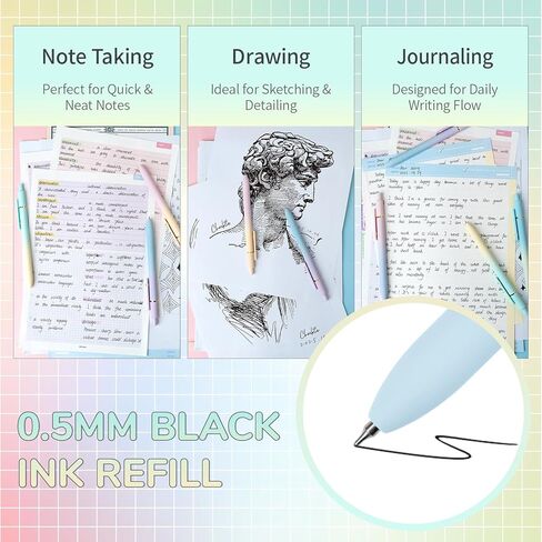 Gel Pens, 10 Pcs Medium Point Smooth Writing Pens Cute Pens for Women, High-End Series 0.7mm Black Ink Pens for Journaling Note Taking, School Office Supplies (10 Pcs Gradient) in Saudi Arabia