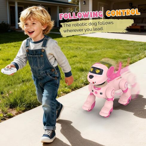 PRANITE Remote Control Robot Dog for Kids, Interactive Follow Mode, Programmable, Voice & Touch Control, Music, Dance, Smart RC Stunt Dog Toy Rechargeable for Boys and Girls in Saudi Arabia