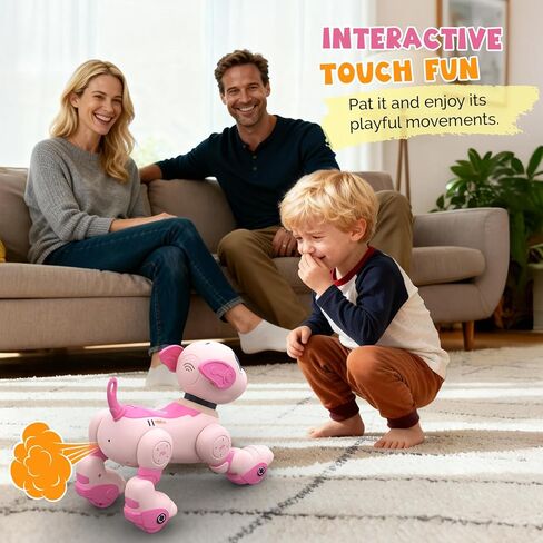 PRANITE Remote Control Robot Dog for Kids, Interactive Follow Mode, Programmable, Voice & Touch Control, Music, Dance, Smart RC Stunt Dog Toy Rechargeable for Boys and Girls in Saudi Arabia