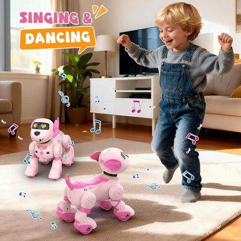 PRANITE Remote Control Robot Dog for Kids, Interactive Follow Mode, Programmable, Voice & Touch Control, Music, Dance, Smart RC Stunt Dog Toy Rechargeable for Boys and Girls in Saudi Arabia