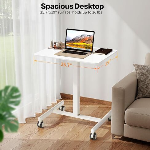 مكتب قائم بارتفاع قابل للتعديل على عجلات، مكتب دوار محمول وحامل كمبيوتر محمول، مكتب وسادة المشي | طاولة دوارة للمكتب المنزلي، ومحطة عمل الكمبيوتر الصغيرة in Kuwait