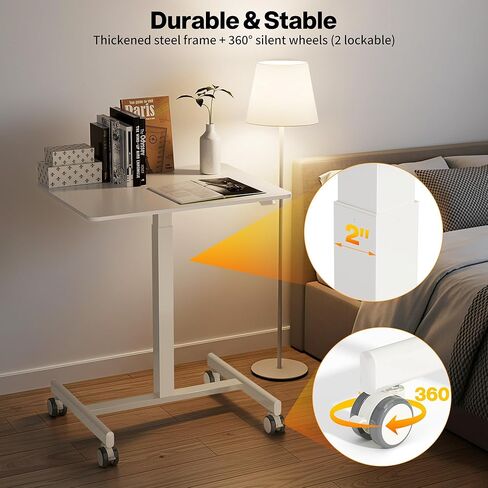 مكتب قائم بارتفاع قابل للتعديل على عجلات، مكتب دوار محمول وحامل كمبيوتر محمول، مكتب وسادة المشي | طاولة دوارة للمكتب المنزلي، ومحطة عمل الكمبيوتر الصغيرة in Kuwait