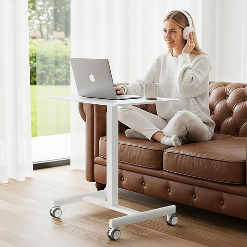 مكتب قائم بارتفاع قابل للتعديل على عجلات، مكتب دوار محمول وحامل كمبيوتر محمول، مكتب وسادة المشي | طاولة دوارة للمكتب المنزلي، ومحطة عمل الكمبيوتر الصغيرة in Kuwait
