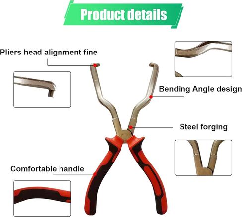 Fuel Line Plier, Quick Disconnect Release Removal Tool, Petrol Hose Clamp Clip Pliers, Fuel Line Disconnect Tool, Car Pipe Clip Repair Tool, Automotive Tools for Most Cars (Green/Black) in Saudi Arabia