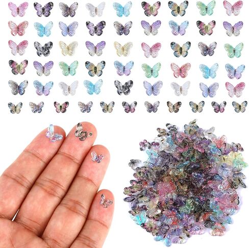 90Pcs Resin Butterflies 3D Miniature Dollhouse Accessories, Waterproof Tiny Charms for Fairy Garden, Scrapbooking & DIY Crafts with Window Envelope Packaging (Assorted Colors) in Kuwait