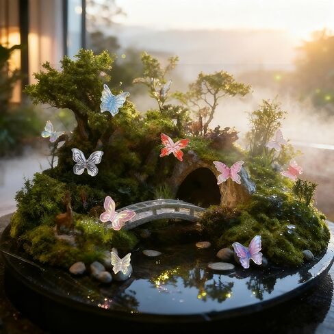 90Pcs Resin Butterflies 3D Miniature Dollhouse Accessories, Waterproof Tiny Charms for Fairy Garden, Scrapbooking & DIY Crafts with Window Envelope Packaging (Assorted Colors) in Kuwait
