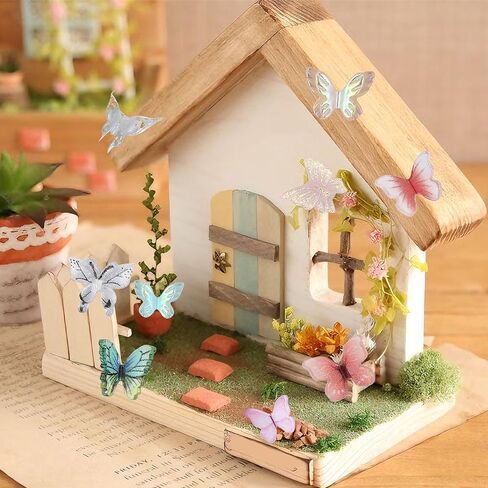 90Pcs Resin Butterflies 3D Miniature Dollhouse Accessories, Waterproof Tiny Charms for Fairy Garden, Scrapbooking & DIY Crafts with Window Envelope Packaging (Assorted Colors) in Kuwait