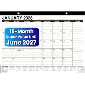 Desk Calendar 2026-2027 - 21 Months Wall Calendar, Oct 2025 – June 2027, 17" x 12", Ample Space, Plastic Cover, Large Monthly Calendar 2026 Perfect for Home, Office & School Easy Organization in Saudi Arabia