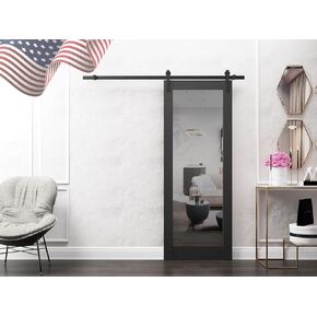 سارتودورس لوسيا 1299 | باب حظيرة داخلي منزلق فردي مع مرآة، من الخشب الصلب، 24 × 96، أبيض، طراز حديث | الأجهزة متضمنة in Kuwait