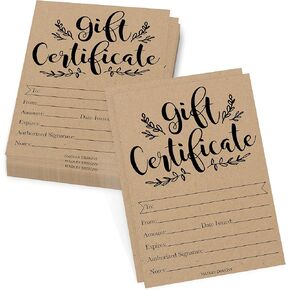 Hadley Designs 25 Blank Gift Certificates for Business – 5x7 Christmas Gift Certificates Cards for Small Business, Holidays, Spa, Massage, Nail & Hair Salon, Restaurant, Coupon Vouchers Made in USA in Kuwait