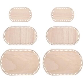 PATIKIL 3 Sizes Crochet Basket Bottom, 6Pcs Oval Blank Crochet Knitting Wooden Base for DIY Craft Weaving Basket Making Supplies Home Decoration, Brown in Kuwait
