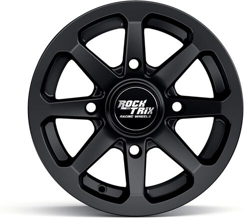 عجلات RockTrix RT102 مقاس 15 بوصة مقاس 15x7، نمط مسمار 4x156، إزاحة 4+3، إطارات ATV UTV SxS، متوافقة مع Polaris Sportsman RZR Ranger Ranger Crew، 4/156 أسود غير لامع، مجموعة من 4 in Saudi Arabia
