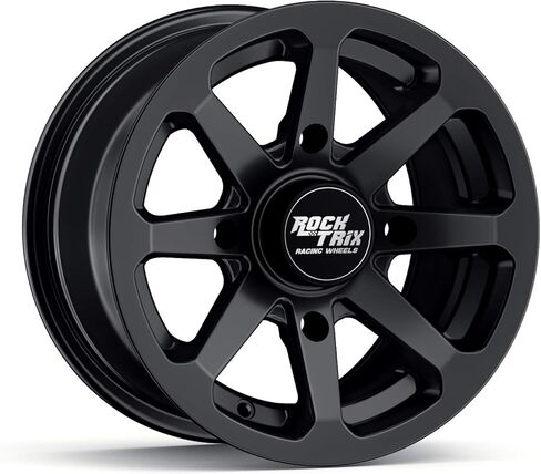 عجلات RockTrix RT102 مقاس 15 بوصة مقاس 15x7، نمط مسمار 4x156، إزاحة 4+3، إطارات ATV UTV SxS، متوافقة مع Polaris Sportsman RZR Ranger Ranger Crew، 4/156 أسود غير لامع، مجموعة من 4 in Saudi Arabia