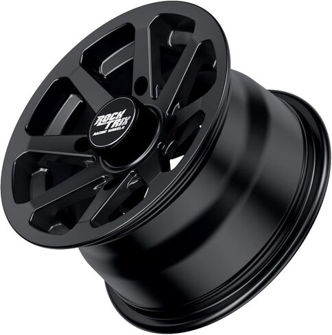 عجلات RockTrix RT102 مقاس 15 بوصة مقاس 15x7، نمط مسمار 4x156، إزاحة 4+3، إطارات ATV UTV SxS، متوافقة مع Polaris Sportsman RZR Ranger Ranger Crew، 4/156 أسود غير لامع، مجموعة من 4 in Saudi Arabia