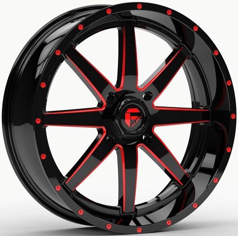 الحزمة - 9 عناصر: عجلات Fuel Maverick Red مقاس 18 بوصة مقاس 35 بوصة BKT AT 171 الإطارات [4x156 نمط الترباس 3/8x24 طقم العروة] in Kuwait