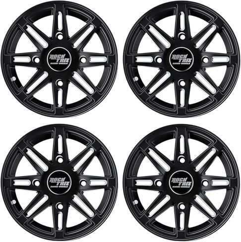 RockTrix RT103 15in Wheels 15x7, 4x156 Bolt Pattern, 4+3 offset, ATV UTV SxS Rims, Compatible with Polaris Sportsman RZR Ranger Ranger Crew, 4/156 Matte Black, Set of 4 in Saudi Arabia