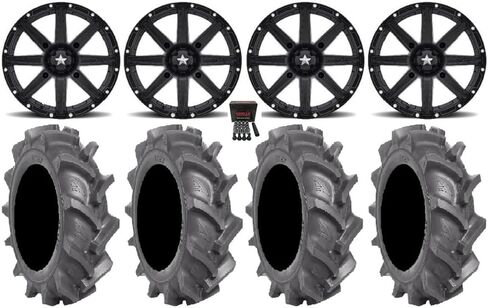 الحزمة - 9 عناصر: MSA Black Clutch 14 "UTV Wheels 28" BKT AT 171 Tyres [4x137 Bolt Pattern 12mmx1.5 Lug Kit] in Kuwait