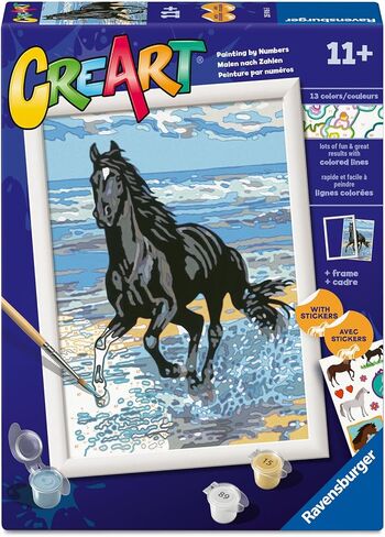 Ravensburger - مجموعة طلاء CreArt لحصان الشاطئ بالأرقام | أعمال فنية ممتعة وسهلة للأطفال بعمر 11 عامًا فما فوق | فكرة هدية مبتكرة لأعياد الميلاد والعطلات in Saudi Arabia