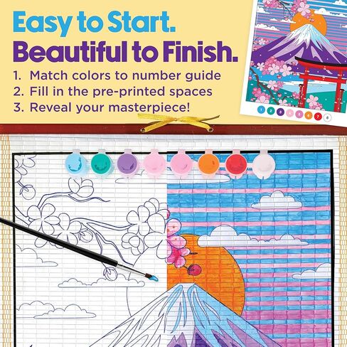 Faber-Castell Paper Scroll Painting Kit: The Great Wave | Hanging Wall Art with Pre-Printed Design, Ready-to-Hang DIY Painting Craft for Kids, Teens & Adults (1 Scroll, 8 Paints, 1 Brush) in Saudi Arabia