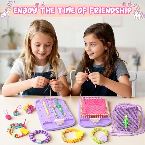 Friendship Bracelet Making Kit & DIY Weaving Loom, 500+ Colorful Ropes, Bands & Beads, Creative Arts and Crafts Gift for Girls Ages 6–12, Ideal Christmas Gifts for Girls Ages 5 6 7 8-12 Pink in Saudi Arabia