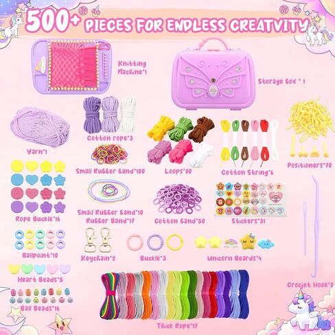 Friendship Bracelet Making Kit & DIY Weaving Loom, 500+ Colorful Ropes, Bands & Beads, Creative Arts and Crafts Gift for Girls Ages 6–12, Ideal Christmas Gifts for Girls Ages 5 6 7 8-12 Pink in Saudi Arabia