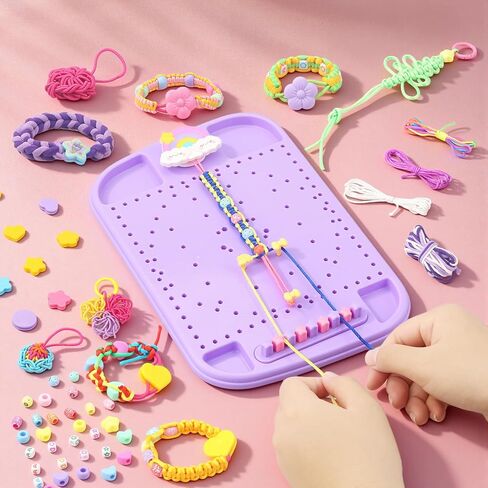 Friendship Bracelet Making Kit & DIY Weaving Loom, 500+ Colorful Ropes, Bands & Beads, Creative Arts and Crafts Gift for Girls Ages 6–12, Ideal Christmas Gifts for Girls Ages 5 6 7 8-12 Pink in Saudi Arabia