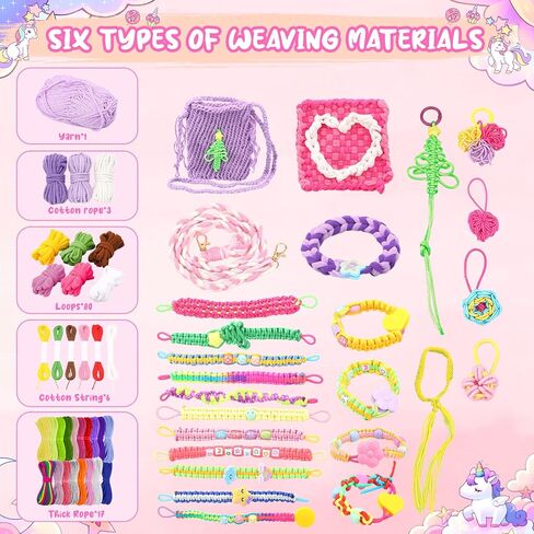Friendship Bracelet Making Kit & DIY Weaving Loom, 500+ Colorful Ropes, Bands & Beads, Creative Arts and Crafts Gift for Girls Ages 6–12, Ideal Christmas Gifts for Girls Ages 5 6 7 8-12 Pink in Saudi Arabia