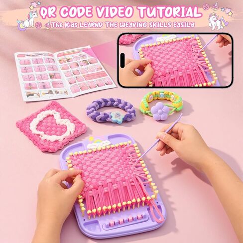Friendship Bracelet Making Kit & DIY Weaving Loom, 500+ Colorful Ropes, Bands & Beads, Creative Arts and Crafts Gift for Girls Ages 6–12, Ideal Christmas Gifts for Girls Ages 5 6 7 8-12 Pink in Saudi Arabia