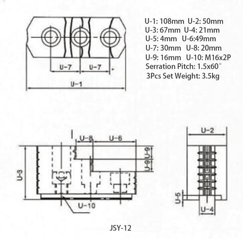 Hex Autoparts 3 Pcs 10" Double Step Hard Jaws Compatible with Lathe 3 Claw Hydraulic Power Chuck B-210 Kitagawa Samchully Howa MMK, Reversible Steel Hard Jaws Set for 10 Inch Lathe Chuck JSY-10 in Saudi Arabia