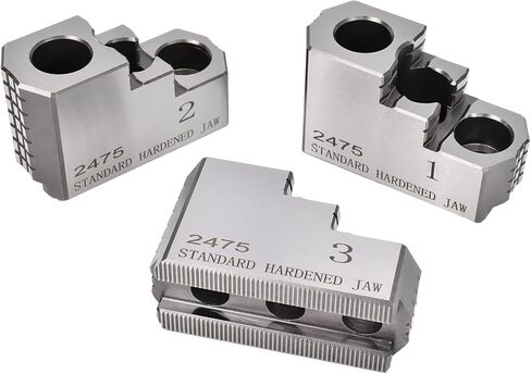 Hex Autoparts 3 Pcs 10" Double Step Hard Jaws Compatible with Lathe 3 Claw Hydraulic Power Chuck B-210 Kitagawa Samchully Howa MMK, Reversible Steel Hard Jaws Set for 10 Inch Lathe Chuck JSY-10 in Saudi Arabia
