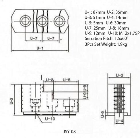 Hex Autoparts 3 Pcs 10" Double Step Hard Jaws Compatible with Lathe 3 Claw Hydraulic Power Chuck B-210 Kitagawa Samchully Howa MMK, Reversible Steel Hard Jaws Set for 10 Inch Lathe Chuck JSY-10 in Saudi Arabia