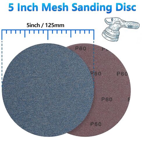 أقراص صنفرة شبكية من السيراميك الفاخر مقاس 5 بوصات، 50 قطعة، 80/120/180/240/320 حبيبة، خطاف وحلقة خالية من الغبار، قرص ورق صنفرة دائري مضاد للانسداد لصنفرة مدارية عشوائية in Kuwait