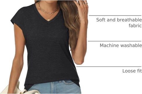 Womens Summer Tops Cap Sleeve V Neck T Shirts 2025 Beach Vacation Fashion Dressy Business Casual Outfits Spring Boho Clothes in Saudi Arabia