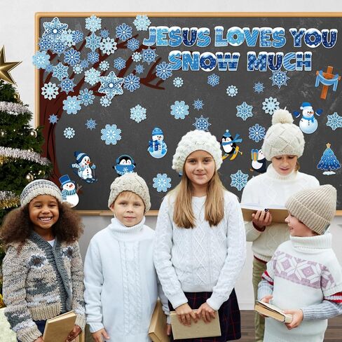 Winter Bulletin Board Decorations, 119 Pcs Winter Christmas Bulletin Board Decorations Set for Classroom, Jesus Love Us Snow Much Snowflake Cutouts School Door Decor in Saudi Arabia