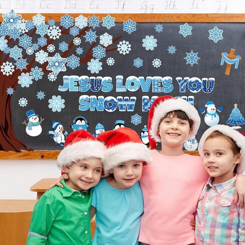 Winter Bulletin Board Decorations, 119 Pcs Winter Christmas Bulletin Board Decorations Set for Classroom, Jesus Love Us Snow Much Snowflake Cutouts School Door Decor in Saudi Arabia