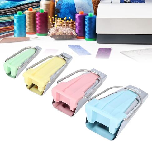 Bias Tape Maker Set 4Pcs DIY Sewing Tools Household Quilting Supplies for Crafting and Patching Work Plastic Stainless Steel Material 15.3 x 11cm in Saudi Arabia