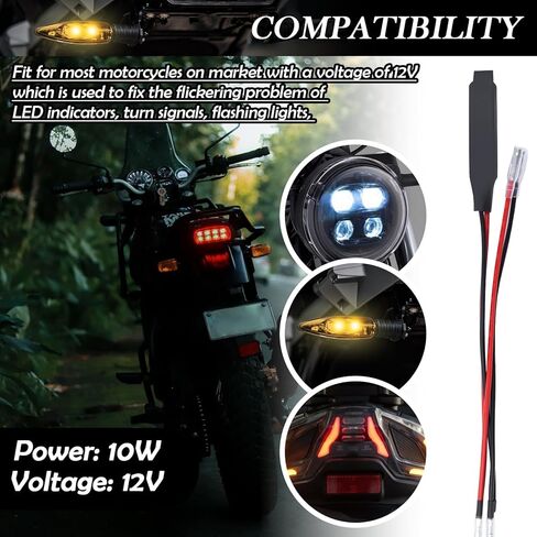 4PCS Motorcycle Load Resistors LED Turn Signal,LED Resistor Turn Signal for Decoding Abnormal Flicker Problem,12V 10W LEDs Turns Signals Resistor Decoder Motorcycle Accessories in Saudi Arabia