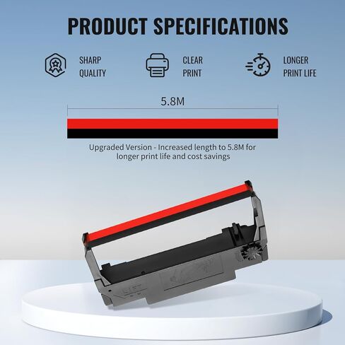 شريط ERC30 باللونين الأسود والأحمر متوافق مع خراطيش Epson ERC30/34/38 ERC38 B/R، لشريط Epson TM-U220، M188B، BTP-M300، ERC 30، حزمة من 24 شريطًا in Kuwait