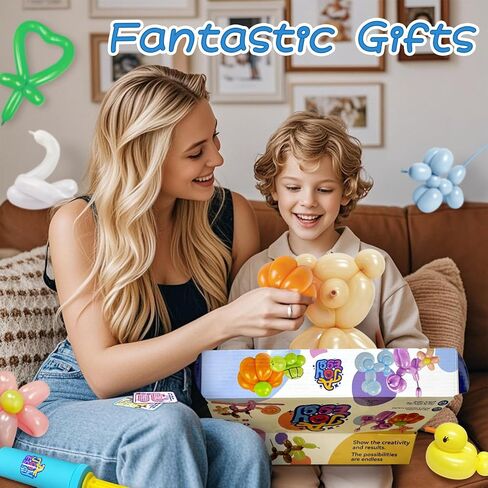 AJOYEGG Balloons Animals Kit with Pump: Long Skinny Animal Balloon Kit for Beginner Balloons Twisting DIY Balloon Making Set with Guide in Saudi Arabia