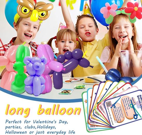 AJOYEGG Balloons Animals Kit with Pump: Long Skinny Animal Balloon Kit for Beginner Balloons Twisting DIY Balloon Making Set with Guide in Saudi Arabia