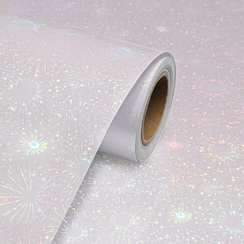 Livelynine Contact Paper Peel and Stick Holographic Laminate Sheets Self Adhesive Clear Contact Paper for Classroom Crafts Stickers Starburst Sparkle Glitter Vinyl No Heat Laminating Roll 15.8x78.8 in Saudi Arabia