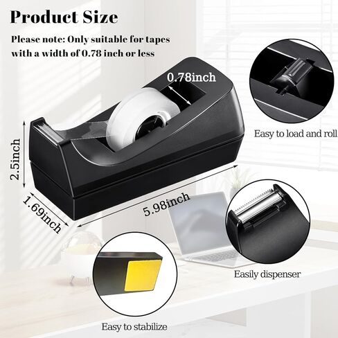 Desktop Tape Dispenser, Weighted Non-Skid Base, Numerous Applications, Black in Saudi Arabia