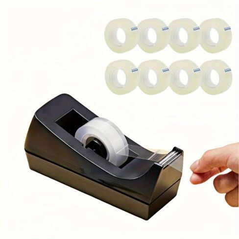 Desktop Tape Dispenser Non Skid Base with Transparent Invisible Tape and 8pcs Replacement Cores for Wrapping Home School Office Supplies in Saudi Arabia