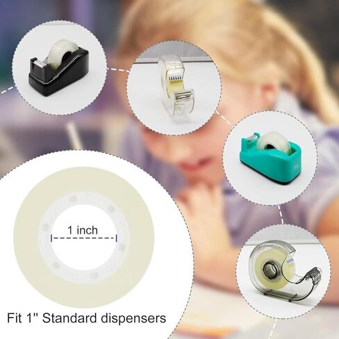 Desktop Tape Dispenser Non Skid Base with Transparent Invisible Tape and 8pcs Replacement Cores for Wrapping Home School Office Supplies in Saudi Arabia