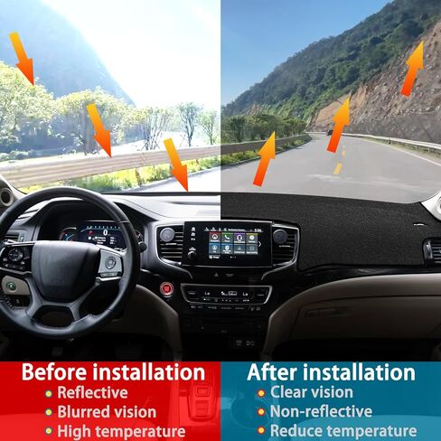 Dashboard Cover for Honda Pilot Accessories 2016-2022 / Passport Accessories 2019-2025 / Ridgeline Accessories 2017-2025 Dash Board Mat Sunshield Pad Carpet Protector Wihout HUD (Black) in Saudi Arabia