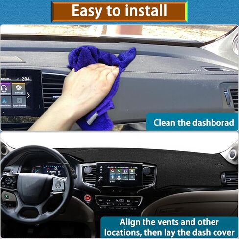 Dashboard Cover for Honda Pilot Accessories 2016-2022 / Passport Accessories 2019-2025 / Ridgeline Accessories 2017-2025 Dash Board Mat Sunshield Pad Carpet Protector Wihout HUD (Black) in Saudi Arabia